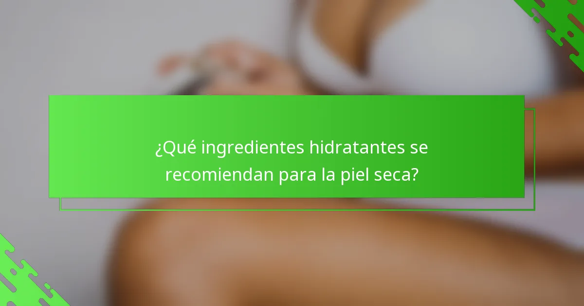 ¿Qué ingredientes hidratantes se recomiendan para la piel seca?